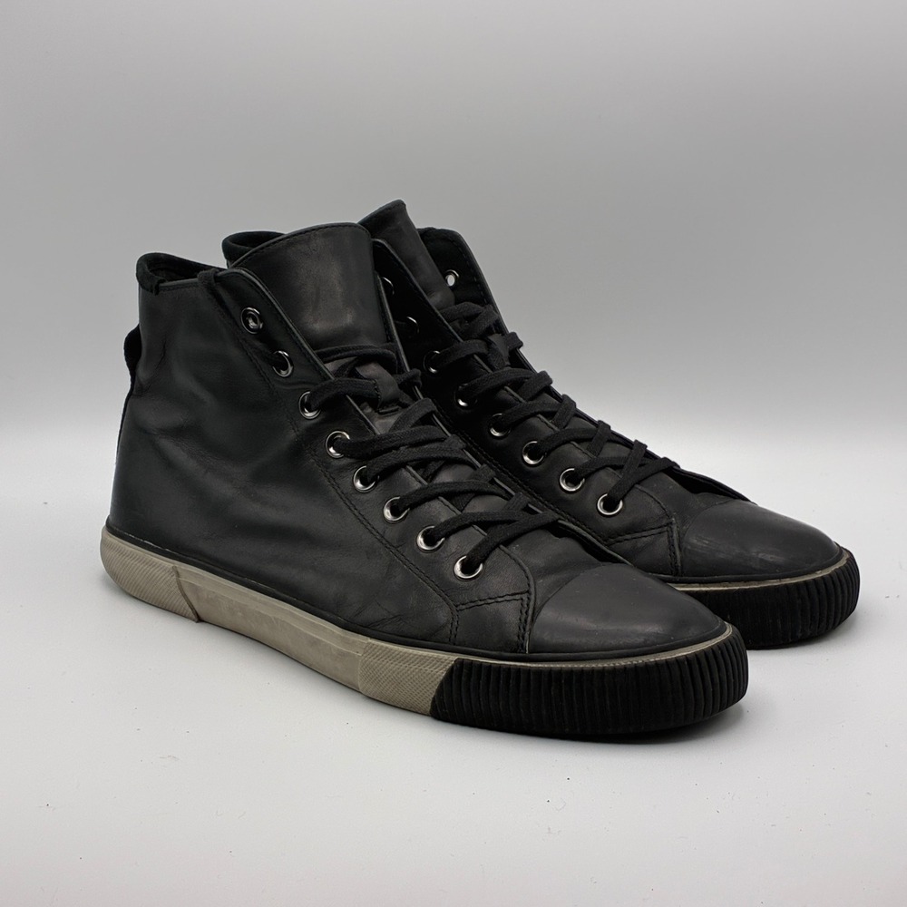 AllSaints High Top Sneakers Mens 12 Black Leather Lace Up Dumont Shoes